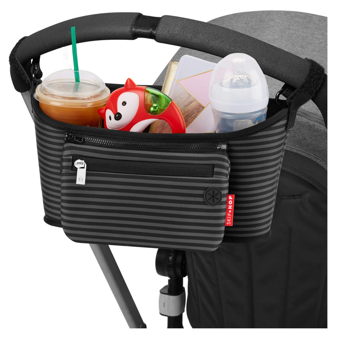 Skip Hop Grab & Go Stroller Organiser - Black & Grey Stripe