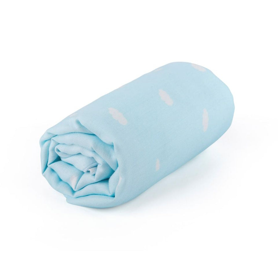 Granny Ben TENCEL muslin swaddle cloth in the Soft Cloud print, folded flat