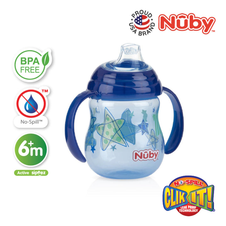 Nuby Designer Pinpoint 2 Handle Clik-It Trainer Cup With Pp Cover Spout Cup 270ML/9OZ