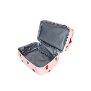 Kids Thermal Lunch Bag in Strawberry Print with Red Strap
