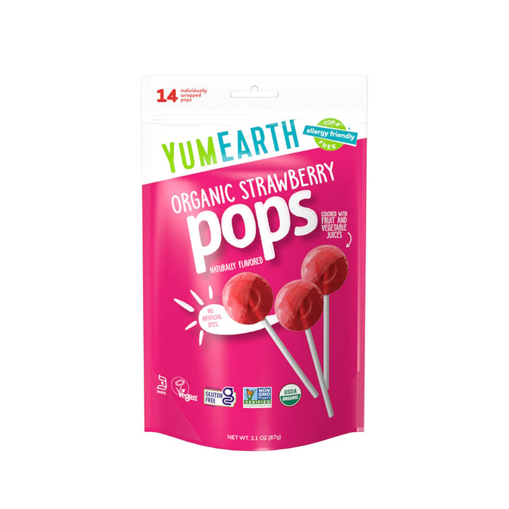 YumEarth Organic Lollipops Strawberry Smash, 14 Pops, 3.1 oz (87 g)