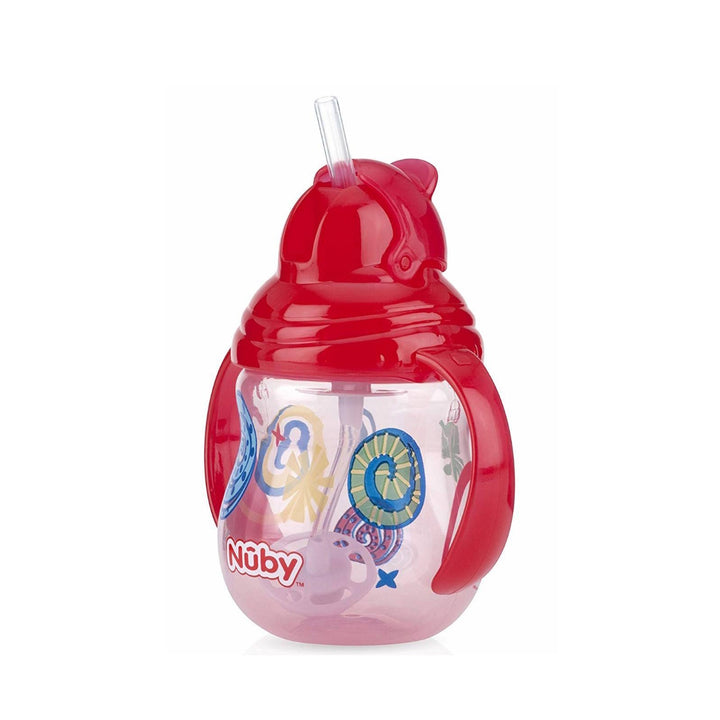 Nuby Designer Pinpoint 2 Handle Click-It Trainer Cup Weighted Straw & Flip-It Thin Straw 240ML/8OZ