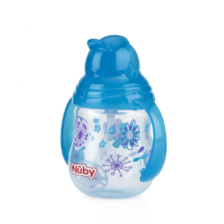 Nuby Designer Pinpoint 2 Handle Click-It Trainer Cup Weighted Straw & Flip-It Thin Straw 240ML/8OZ