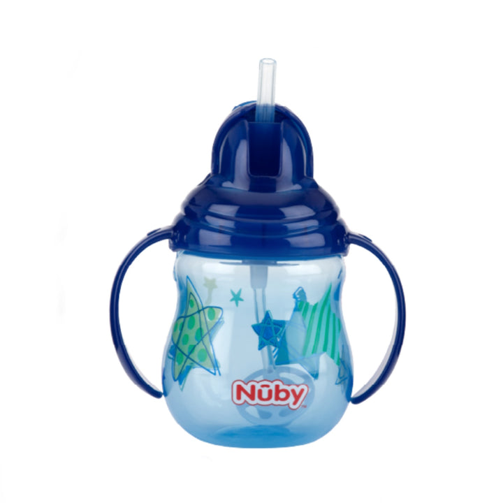 Nuby Designer Pinpoint 2 Handle Click-It Trainer Cup Weighted Straw & Flip-It Thin Straw 240ML/8OZ