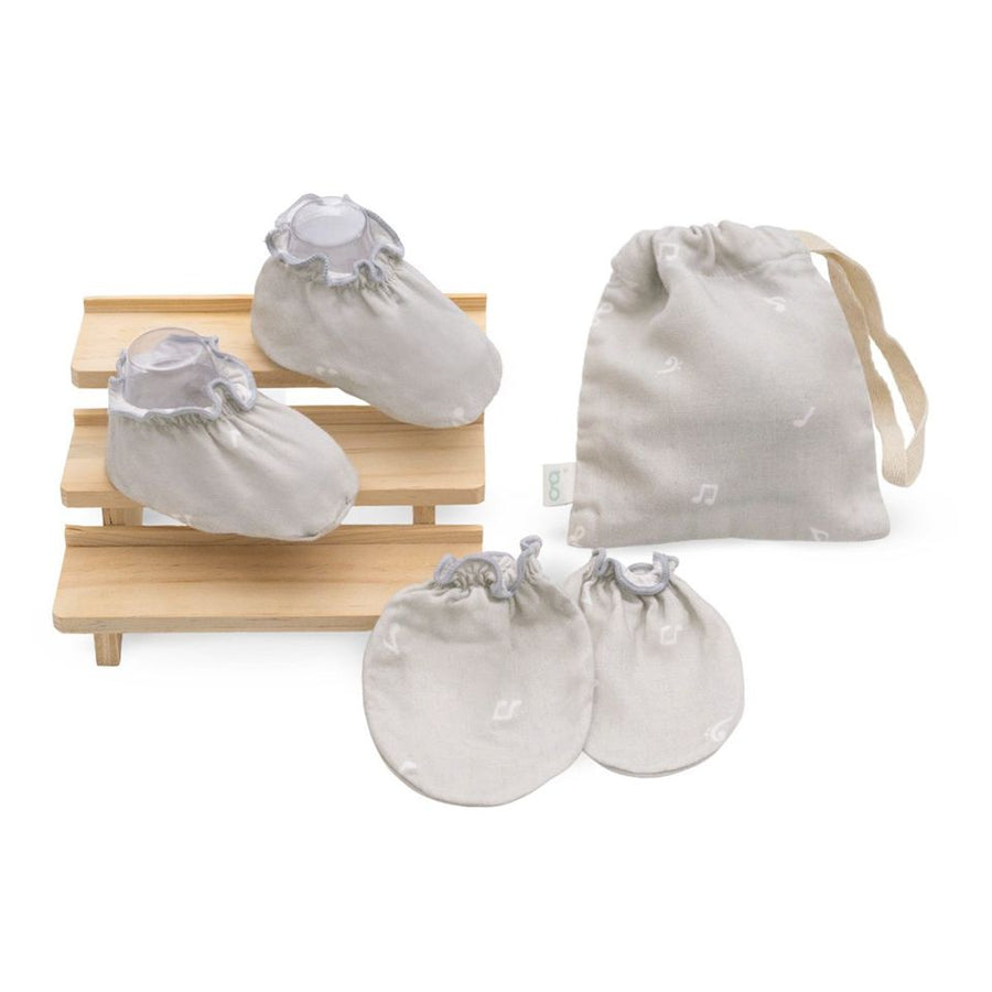 Granny Ben TENCEL muslin baby mittens and socks set in the Sweet Melody print