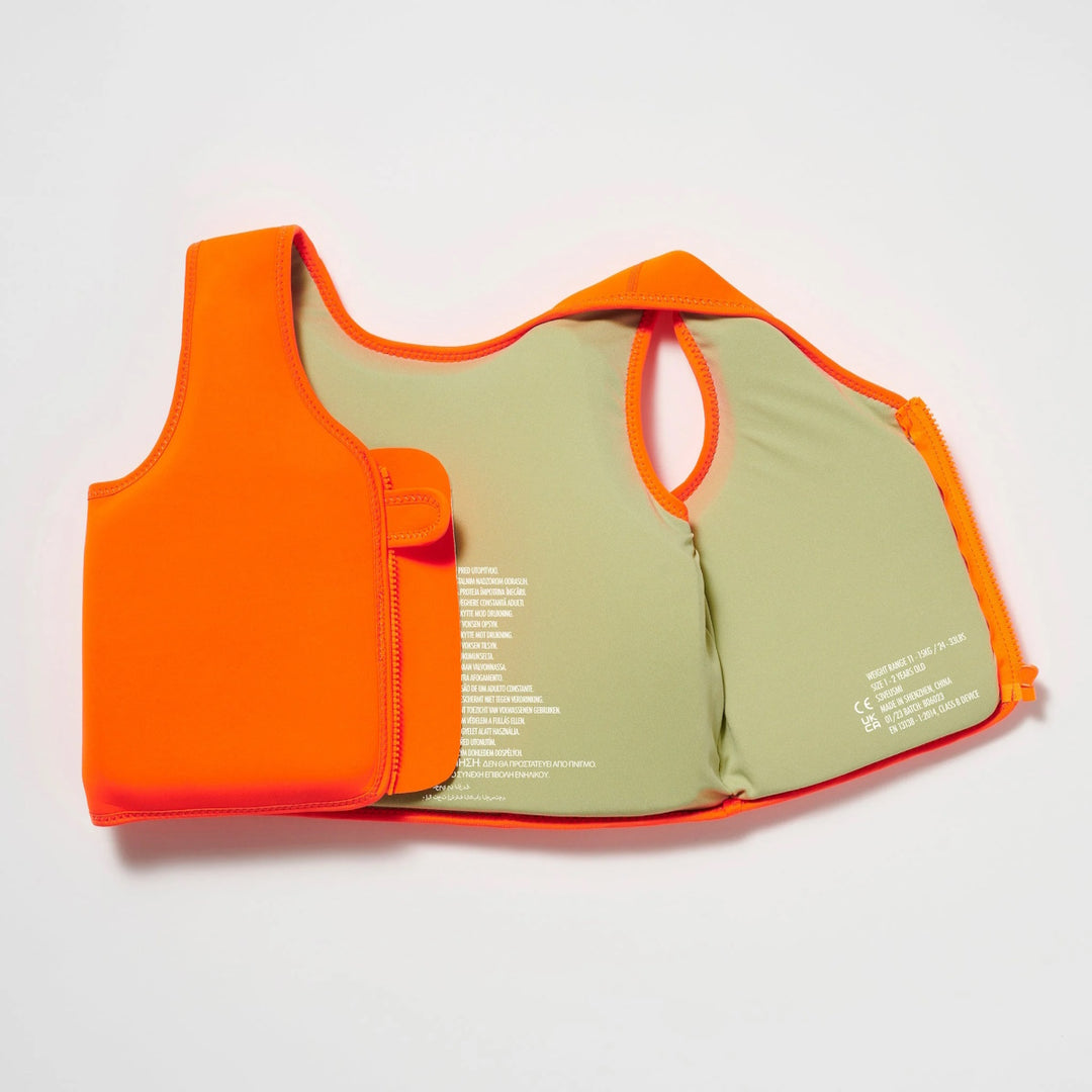 Sunnylife Swim Vest 3-6 Sonny the Sea Creature Neon Orange
