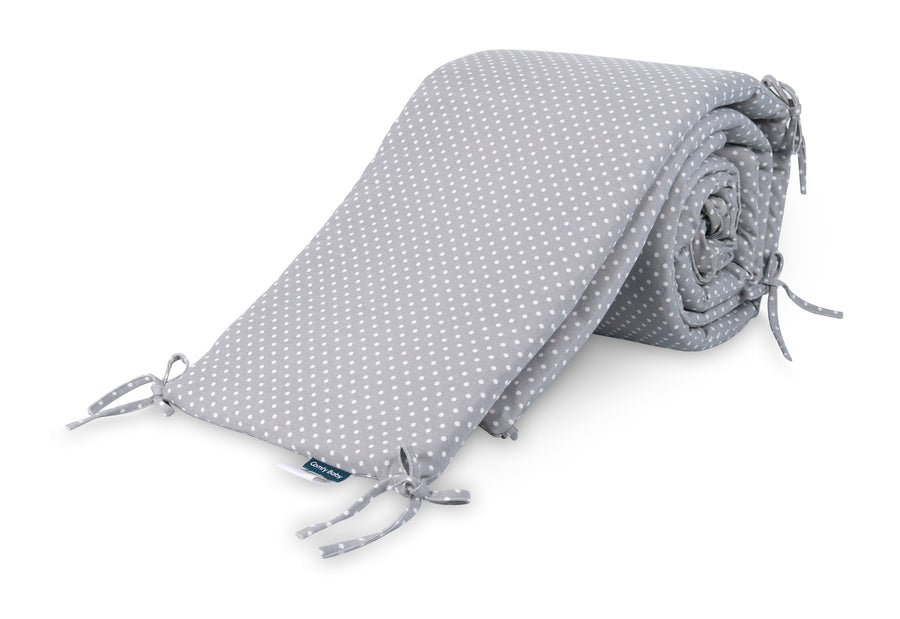 Comfy Grey Poka Dot Cot Bumper 2pcs 30 x 200cm