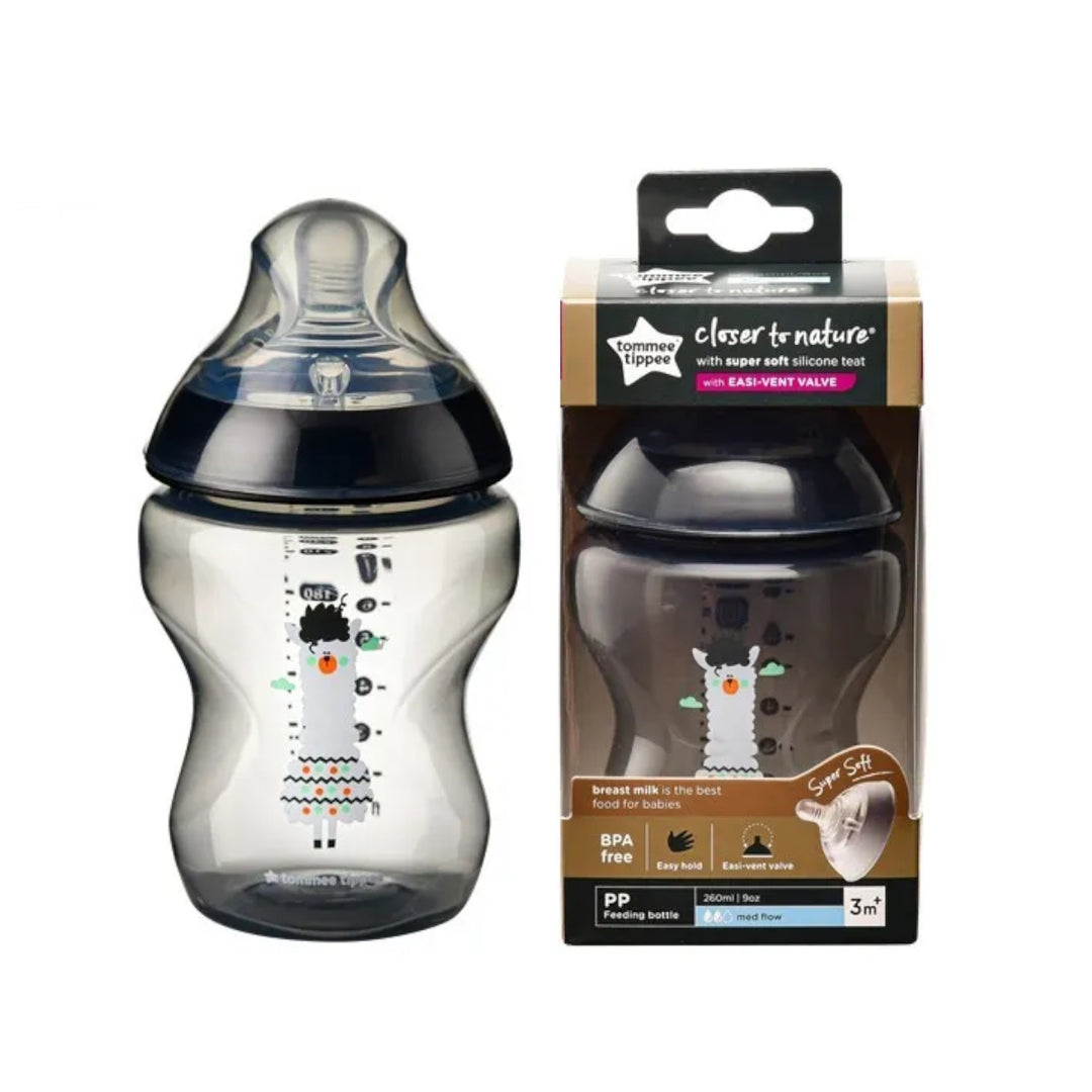 Tommee Tippee Closer To Nature Tinted Bottle 0+ 260ml/ 9oz (Black Llama)