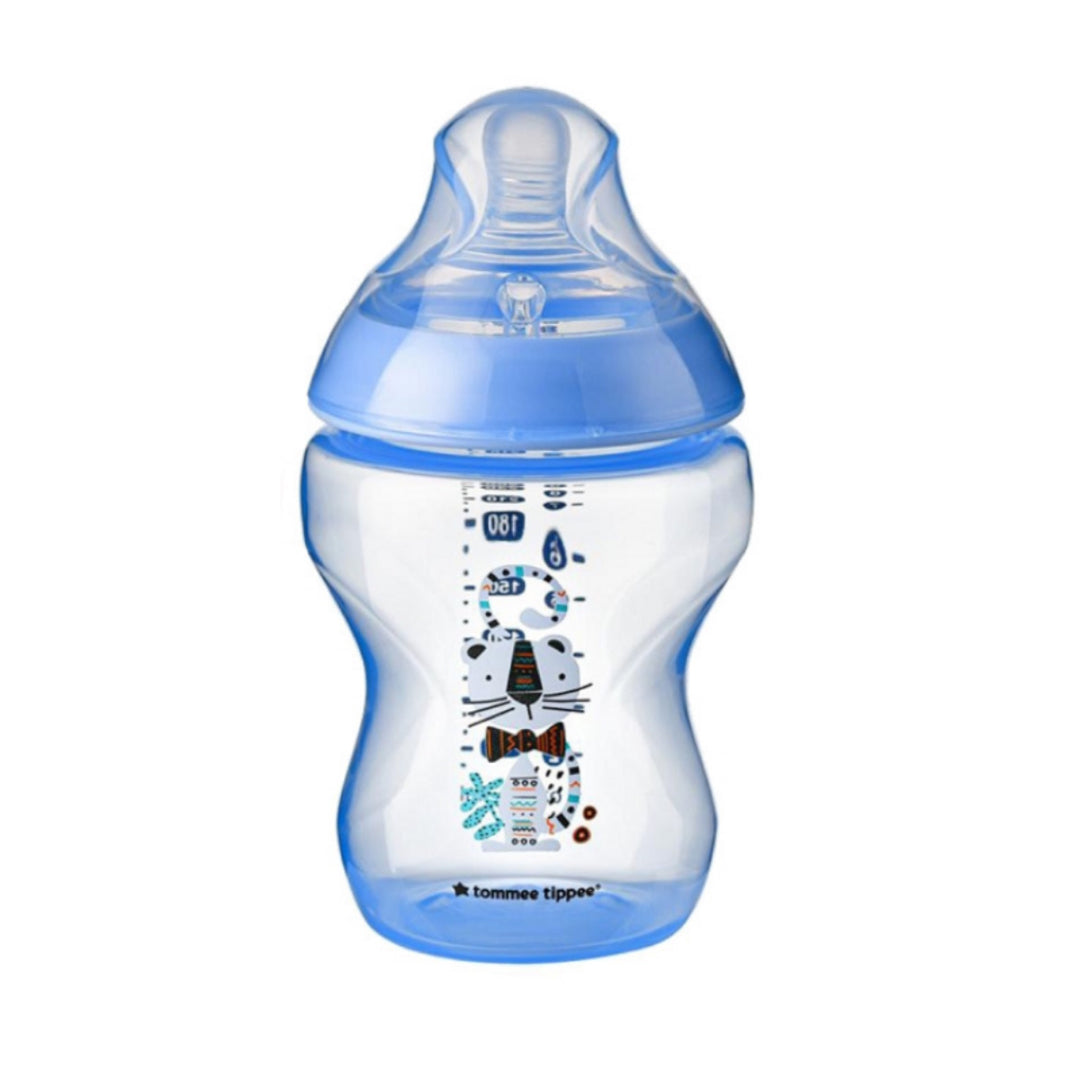TOMMEE TIPPEE CTN PP W/SUPER SOFT TEAT TINTED BOTTLE 260ML/9OZ - BLUE (CAT)