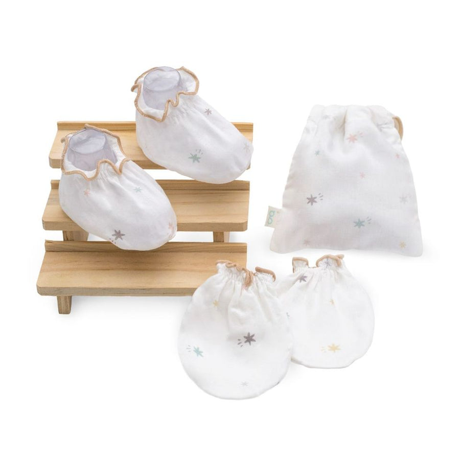 Granny Ben TENCEL muslin baby mittens and socks set in the Twinkle Star print