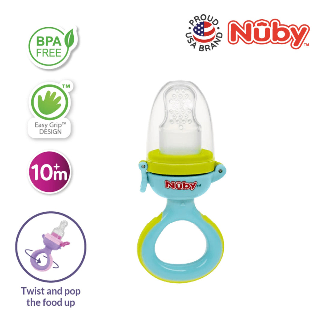 Nuby Twist Squeeze Feeder with Silicone Nipple and Hygienic Cover