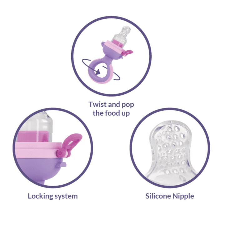 Nuby Twist Squeeze Feeder with Silicone Nipple and Hygienic Cover