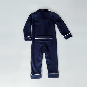Urban Navy Pima romper sleepsuit, back view