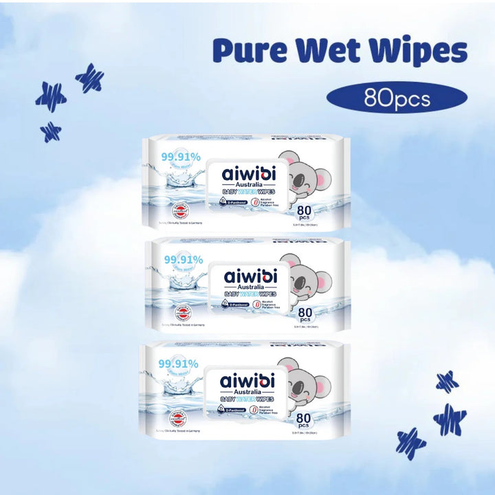 Aiwibi Baby 99.91% Pure Water Wipes (80 wipes x 3 packs)