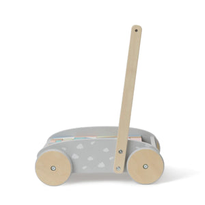 Bubble Wooden Baby Push Cart & Walker With 45 Building Blocks