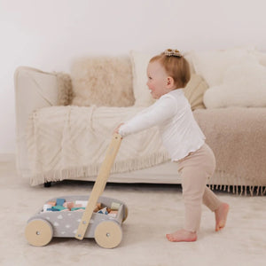 Bubble Wooden Baby Push Cart & Walker With 45 Building Blocks