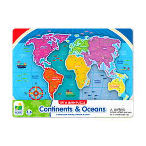 The Learning Journey Lift & Learn Puzzle Continents & Oceans, 22 pieces, ages 3-6