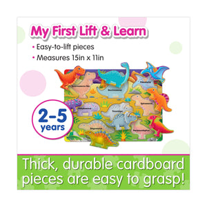 My First Lift & Learn Dinosaur puzzle, easy-to-lift pieces, board measures 15in x 11in