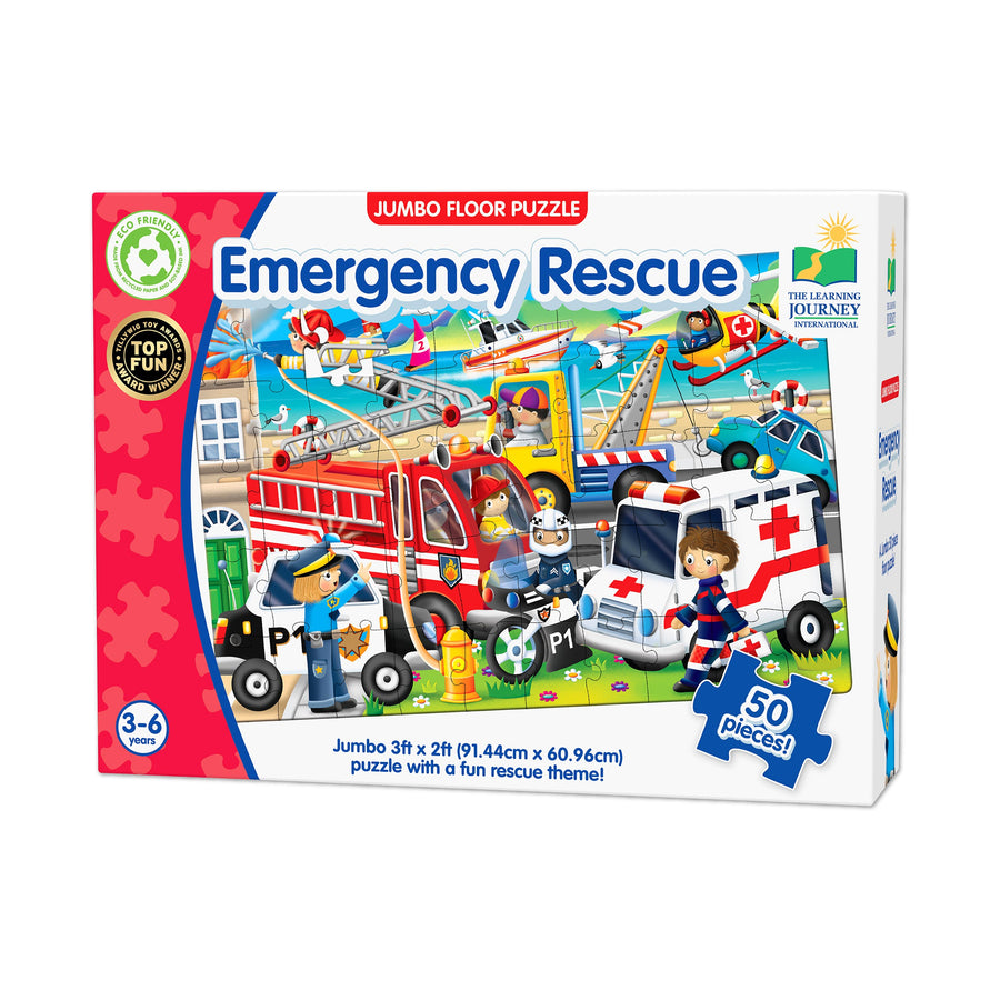 The Learning Journey Jumbo Floor Puzzle Emergency Rescue box, 50 pieces, ages 3-6