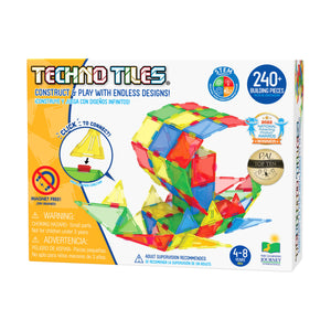 The Learning Journey Techno Tiles 240+ piece geometric snap and build set, magnet free, ages 4-8