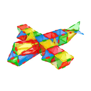 Techno Tiles built into an aeroplane from translucent primary-colour tiles