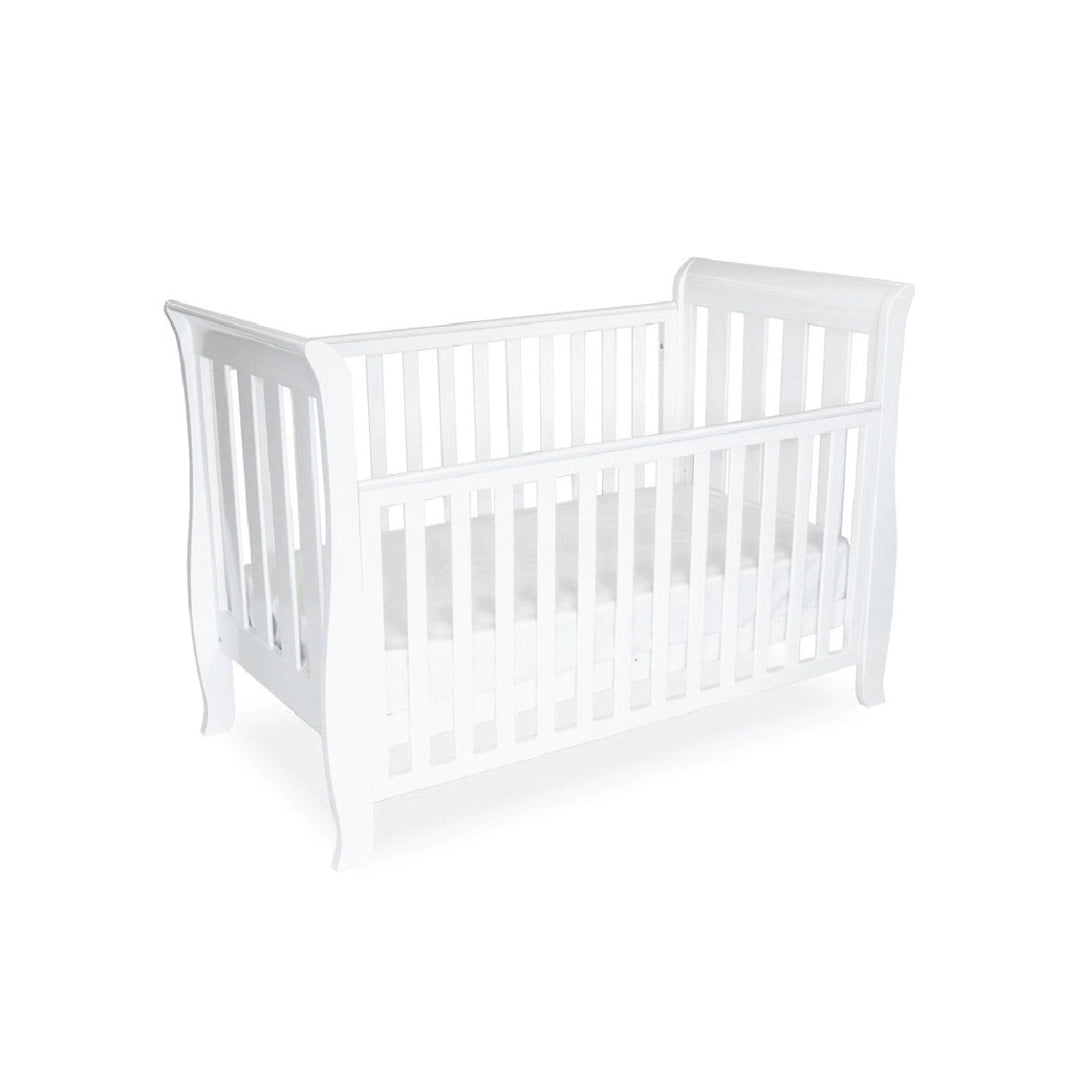 BABYHOOD CLASSIC SLEIGH COT (WHITE) + BABYHOOD MY FIRST INNERSPRING MATTRESS WITH VENTS