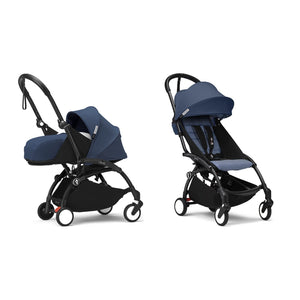 Stokke YOYO³ Complete Set, Black frame: Air France Blue 0+ Newborn Pack and Air France Blue 6+ Colour Pack