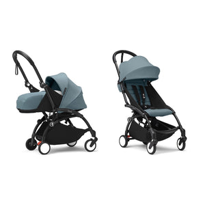 Stokke YOYO³ Complete Set, Black frame: Aqua 0+ Newborn Pack and Aqua 6+ Colour Pack