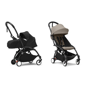 Stokke YOYO³ Complete Set, Black frame: Black 0+ Newborn Pack and Taupe 6+ Colour Pack