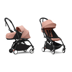 Stokke YOYO³ Complete Set, Black frame: Ginger 0+ Newborn Pack and Ginger 6+ Colour Pack