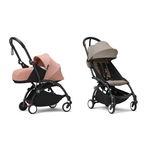 Stokke YOYO³ Complete Set, Black frame: Ginger 0+ Newborn Pack and Taupe 6+ Colour Pack