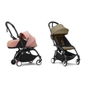 Stokke YOYO³ Complete Set, Black frame: Ginger 0+ Newborn Pack and Toffee 6+ Colour Pack