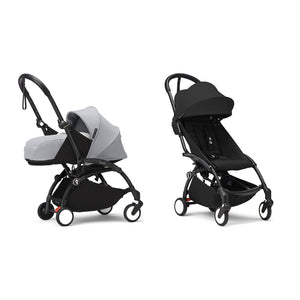 Stokke YOYO³ Complete Set, Black frame: Stone 0+ Newborn Pack and Black 6+ Colour Pack