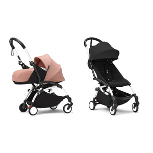 Stokke YOYO³ Complete Set, White frame: Ginger 0+ Newborn Pack and Black 6+ Colour Pack