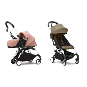 Stokke YOYO³ Complete Set, White frame: Ginger 0+ Newborn Pack and Toffee 6+ Colour Pack