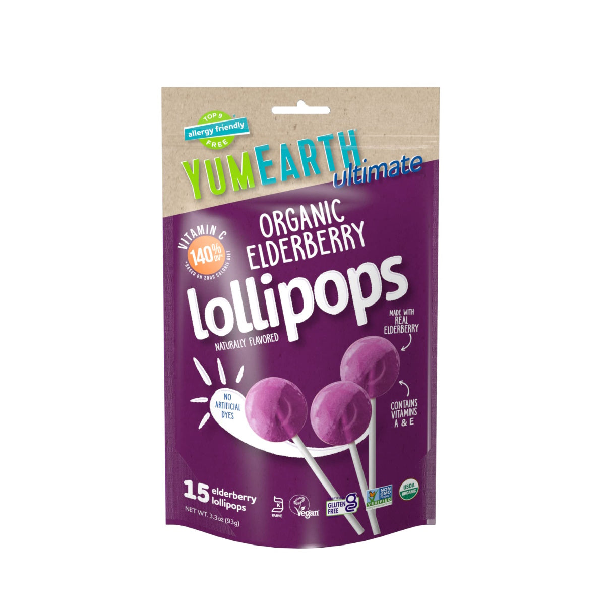 YumEarth Ultimate Organic Elderberry Pops 93g – Happikiddo
