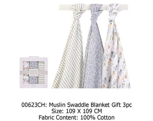 Hudson Baby 3 Swaddle Blankets- Wild Safari