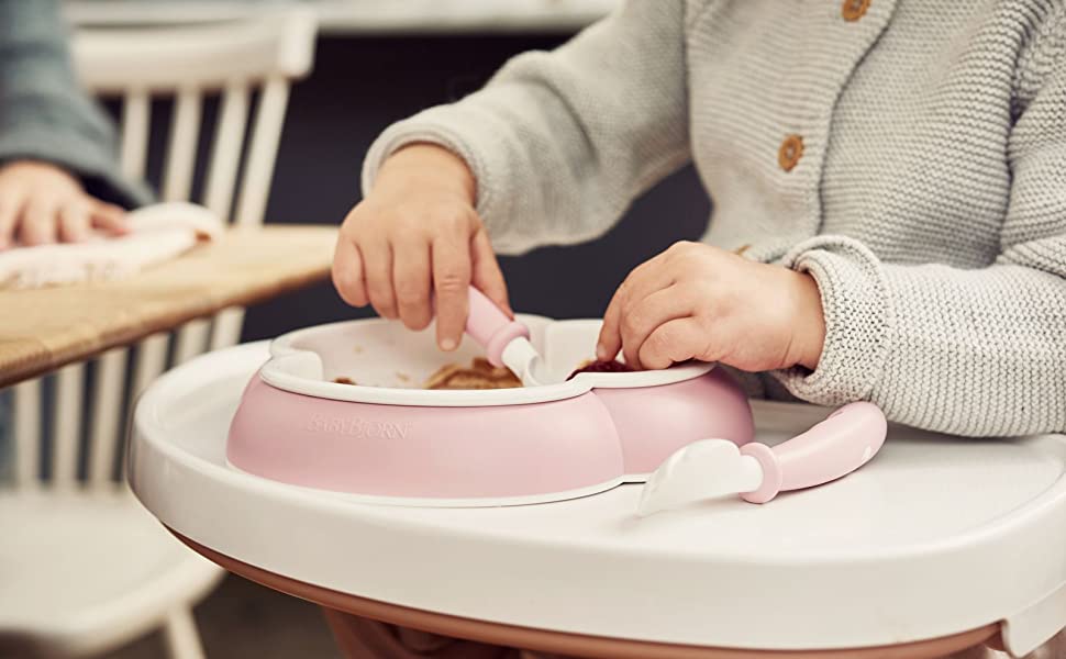 BabyBjörn Baby Plate, Spoon and Fork 2 Sets (Powder Pink)
