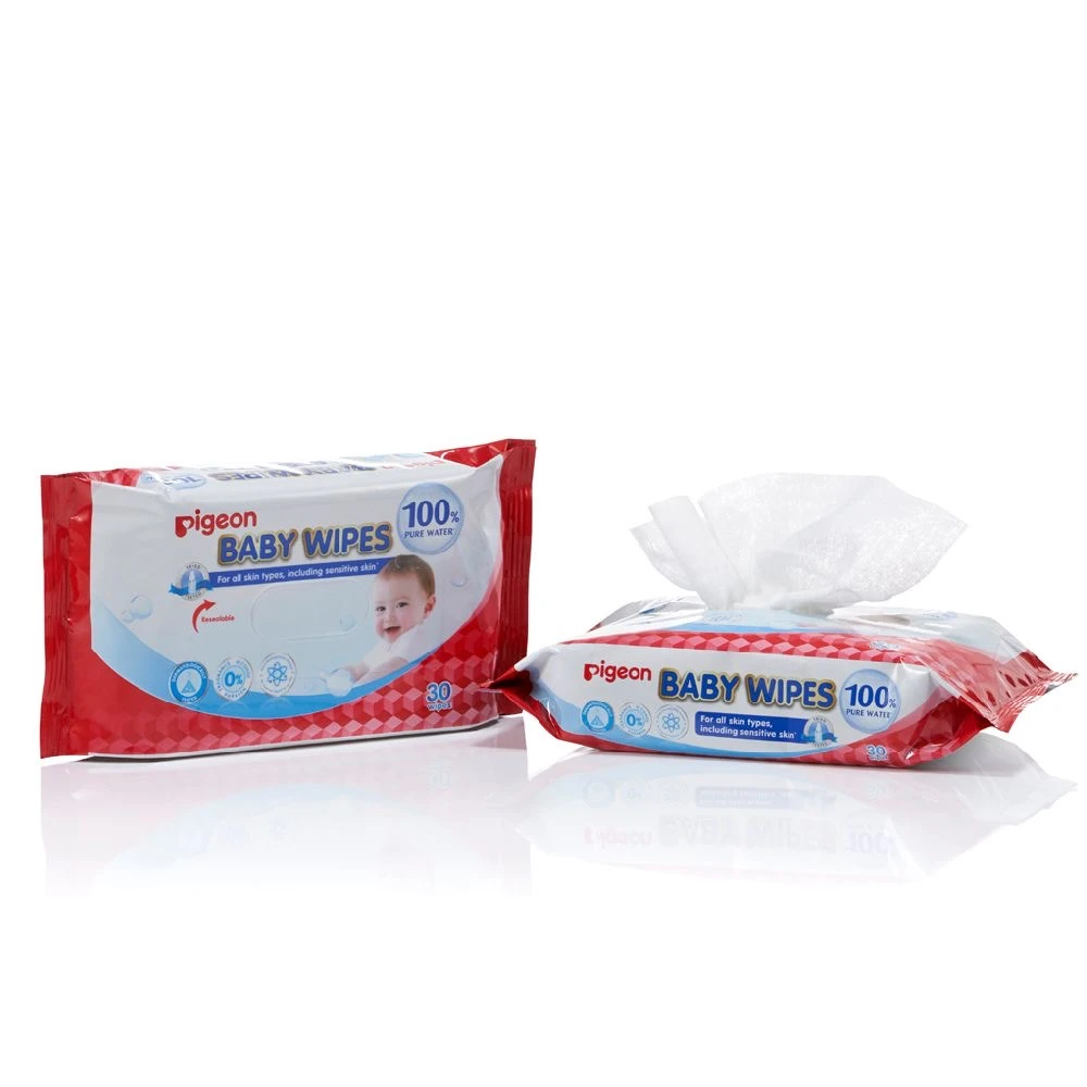 Pigeon 100% Pure Water Baby Wipes 30s 2-in-1
