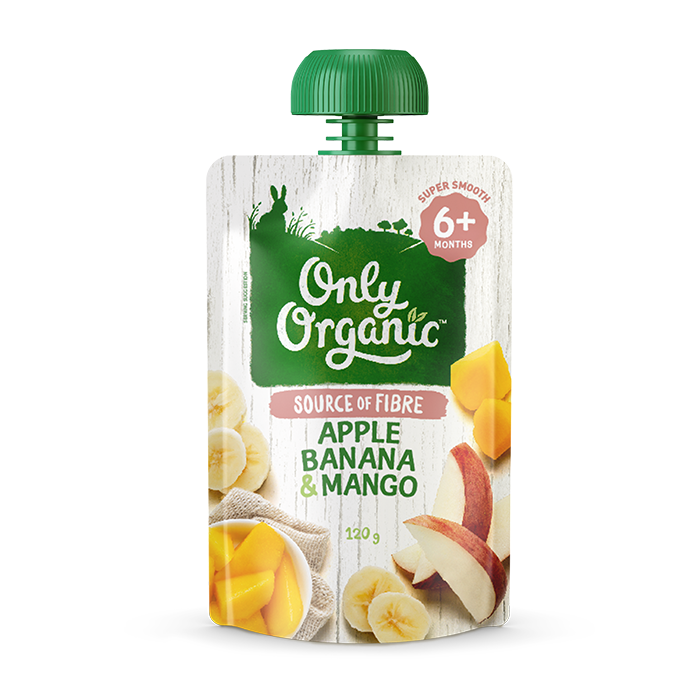 Only Organic Apple, Banana & Mango Puree 120g (6m+) - Happikiddo.com