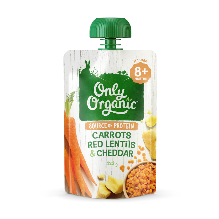 Only Organic Carrots Red Lentil & Cheddar 120g