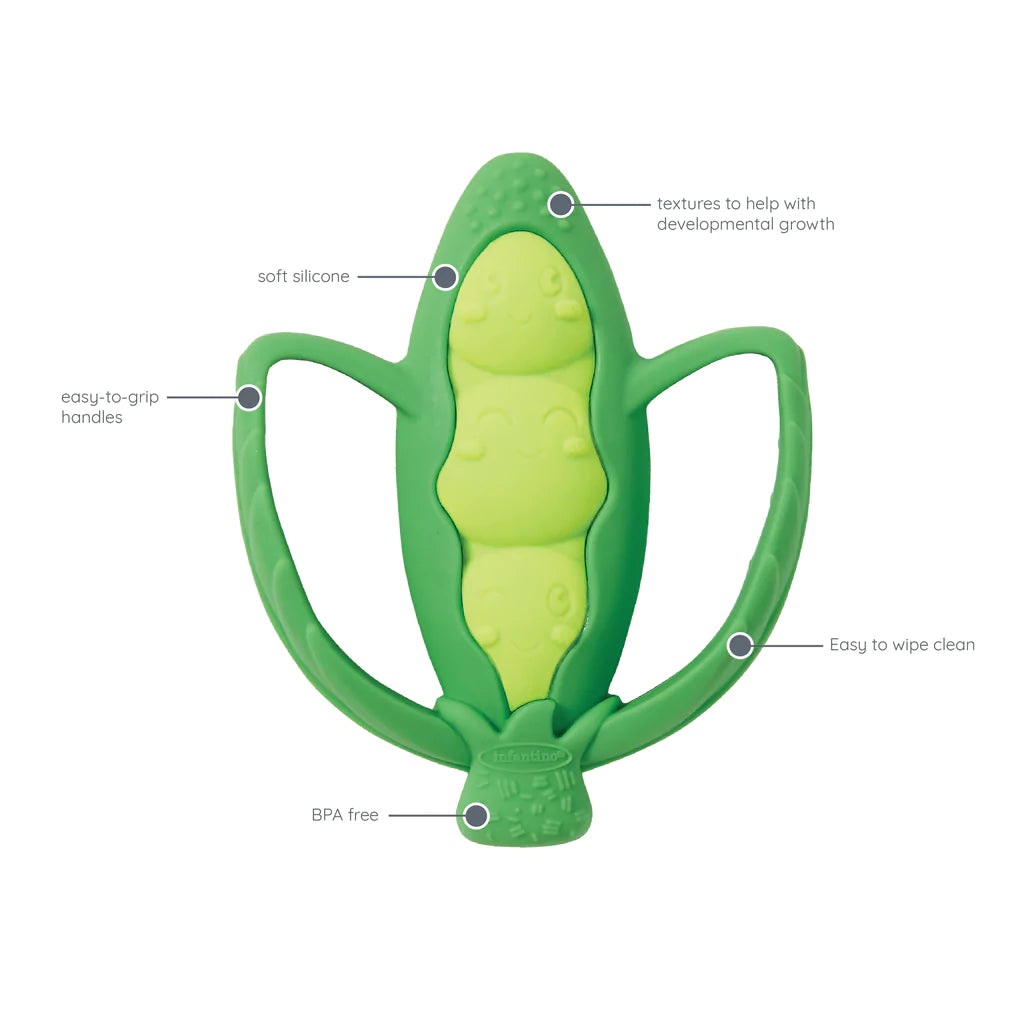 Infantino Lil Nibbles Textured Silicone Teether- Peas (F316577)