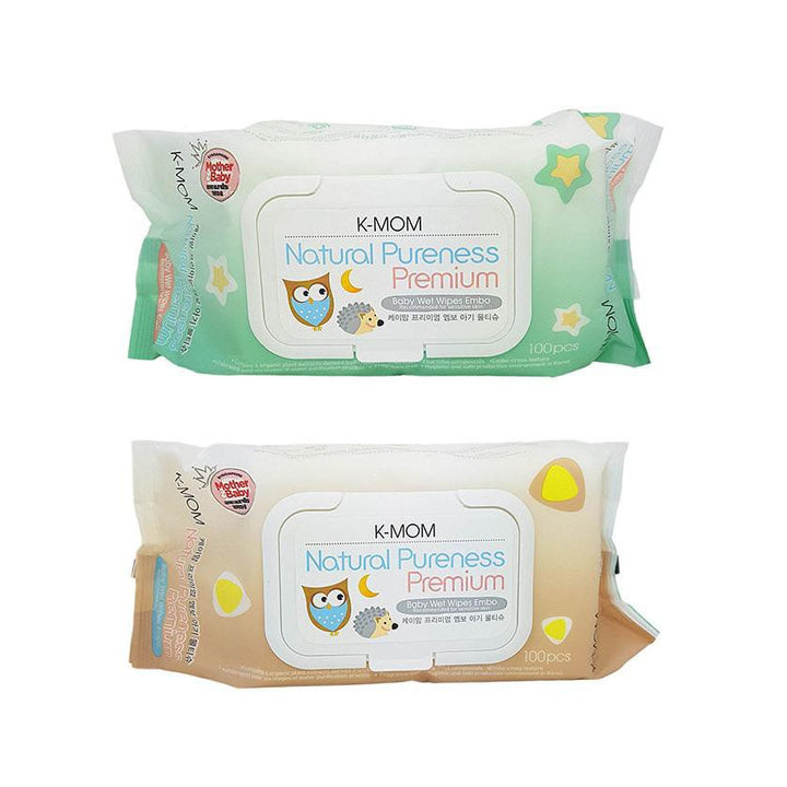 K-MOM Natural Pureness Premium Baby Wet Wipes with Cap 100Pcs