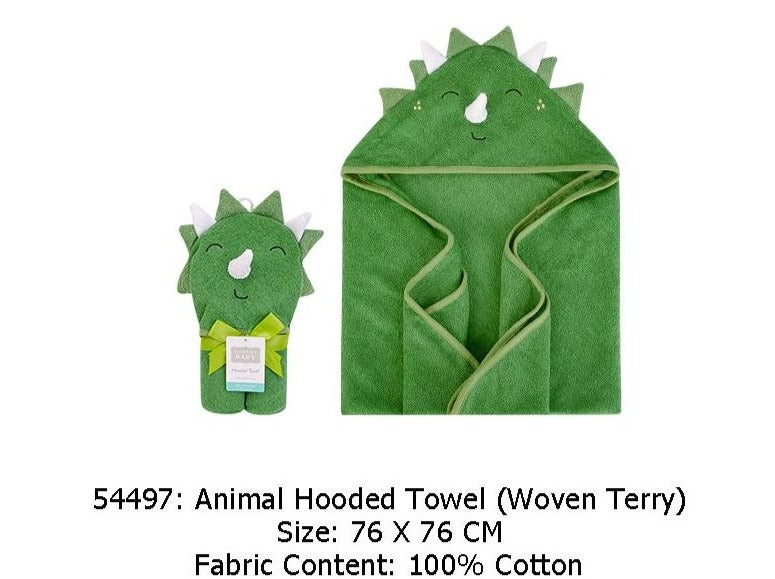 Hudson Baby Animal Hooded Towel- Green Dino