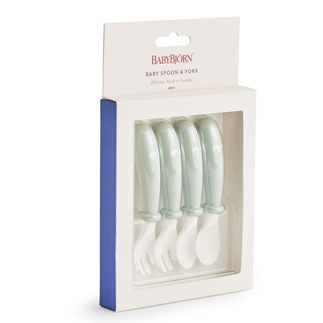 BabyBjörn Baby Spoon and Fork 4pcs (Powder Green)
