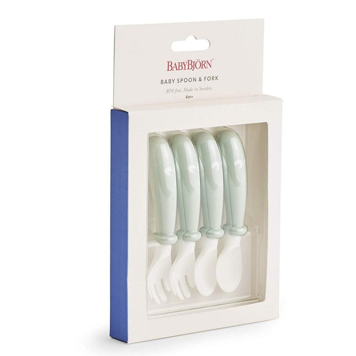 BabyBjörn Baby Spoon and Fork 4pcs (Powder Green)