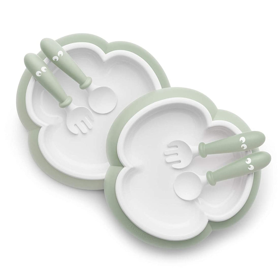 BabyBjörn Baby Plate, Spoon and Fork 2 Sets (Powder Green)
