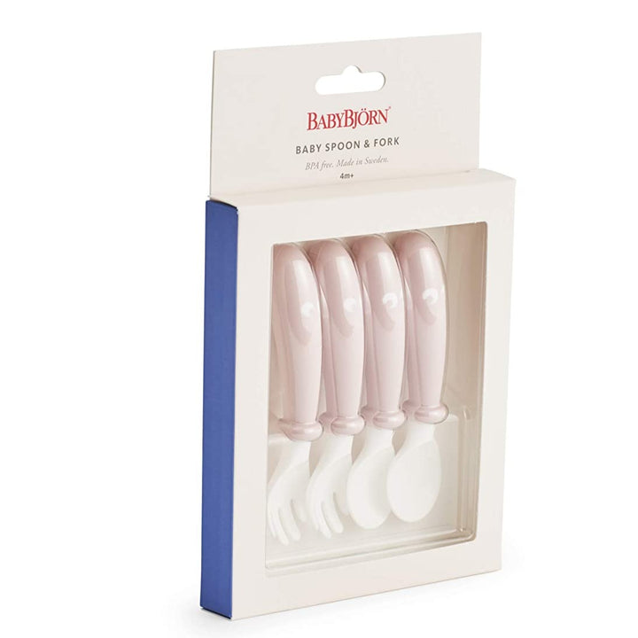 BabyBjörn Baby Spoon and Fork 4pcs (Powder Pink)