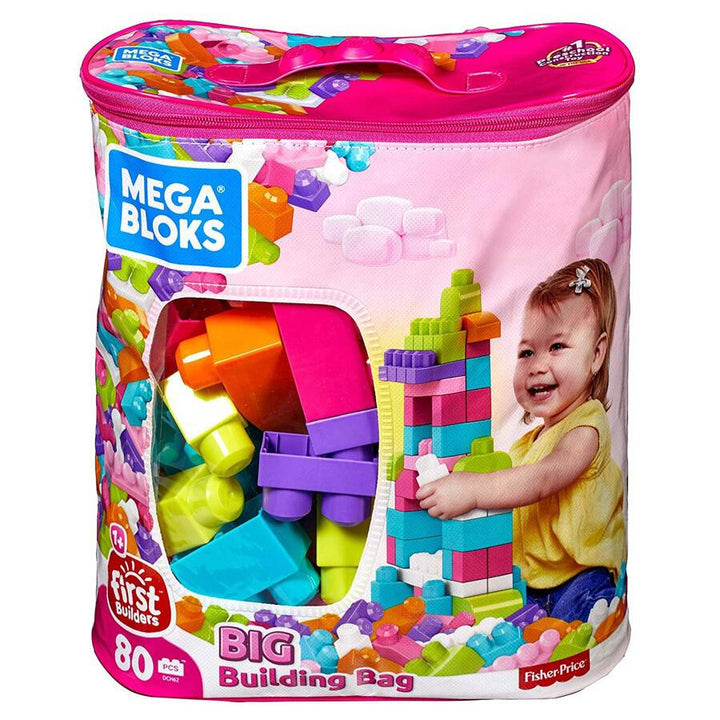 Fisher-Price Mega Bloks Big Building Bag 80 Pieces- Pink