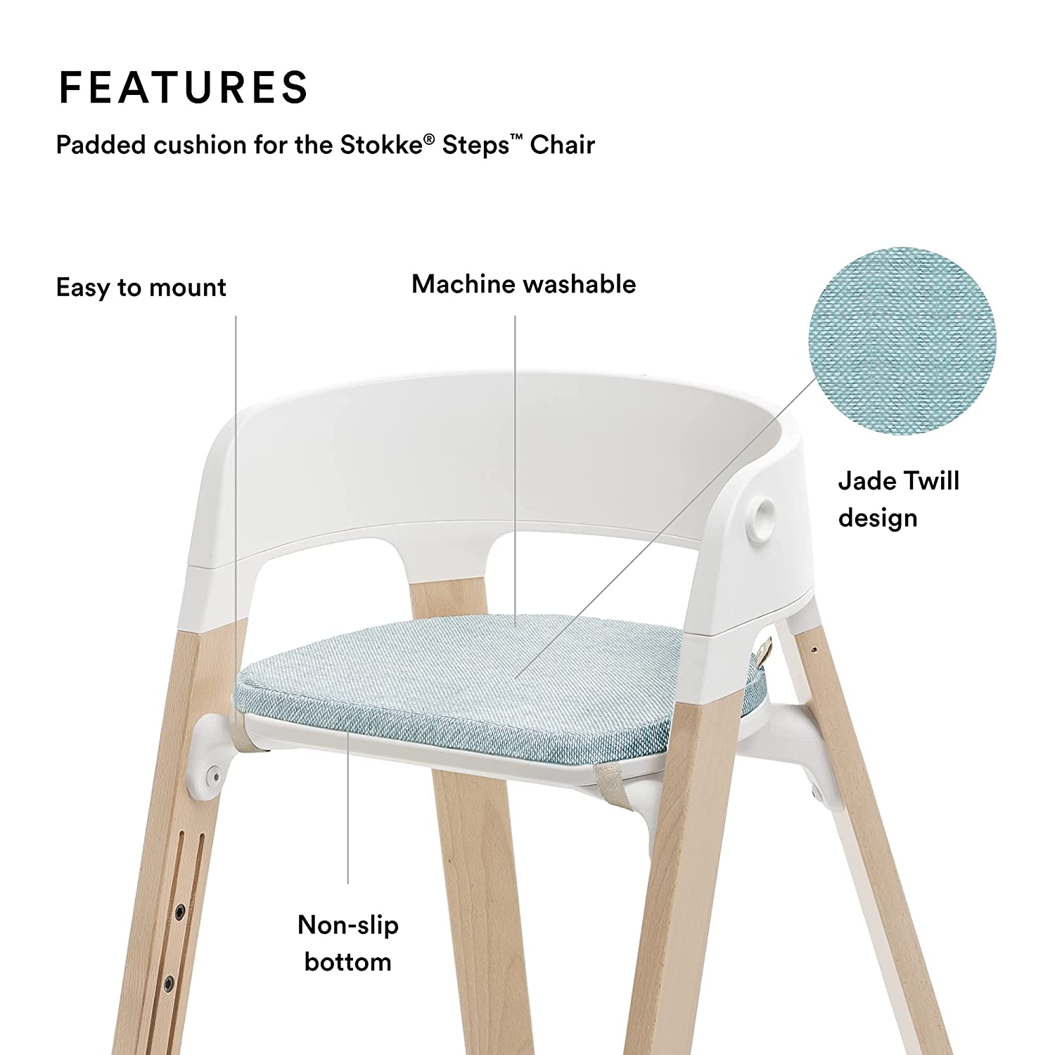 Stokke Steps Chair Cushion- Jade Twill